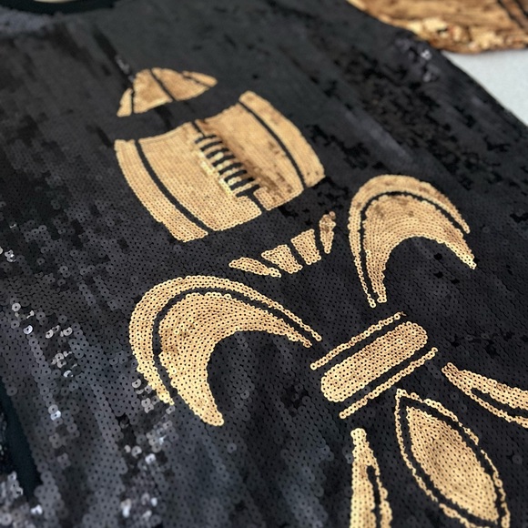 New Orleans Saints Black & Gold Sequin "Who Dat" #41 Dress One-Size Women’s - Picture 5 of 11